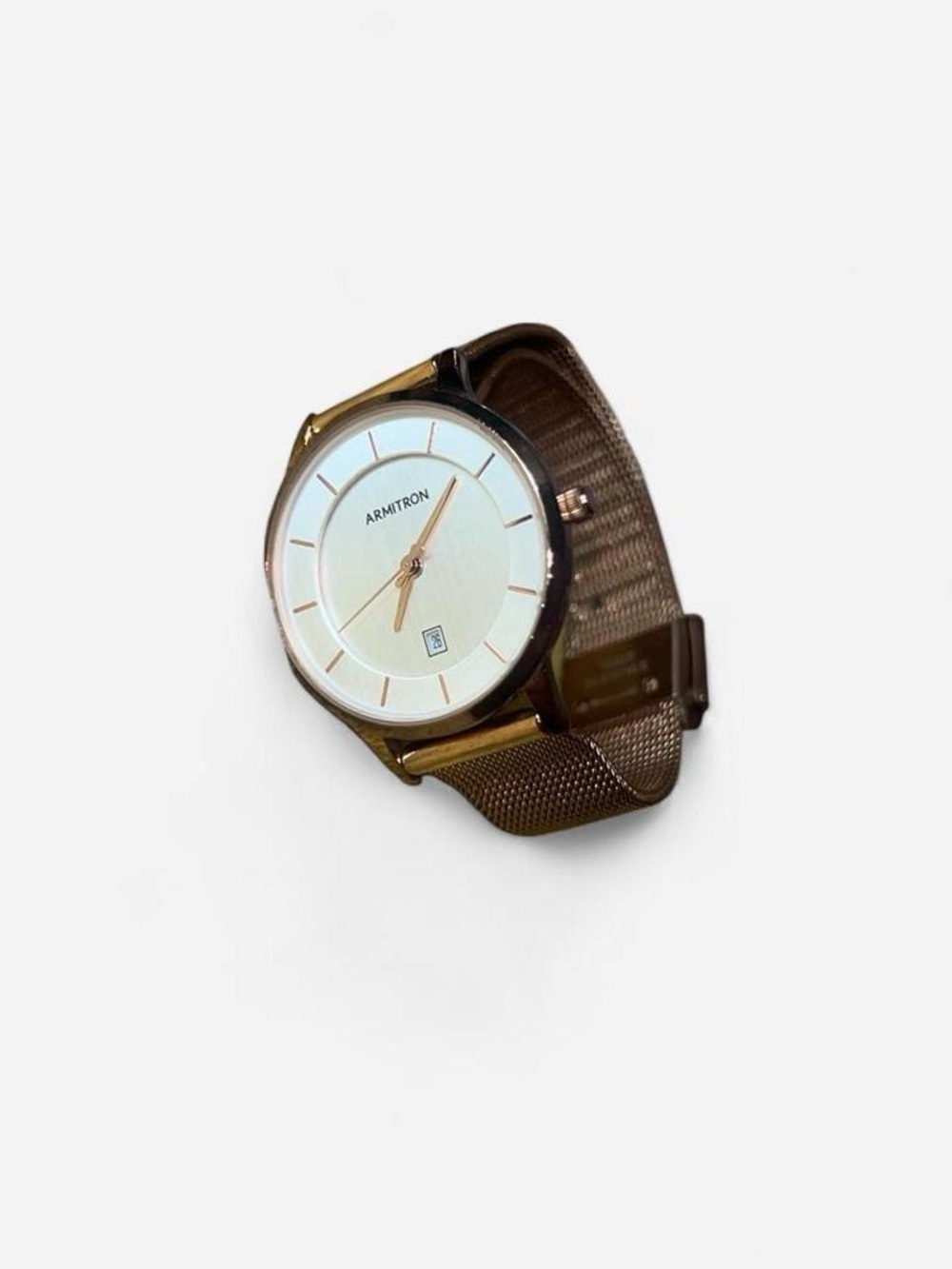 Armitron Gold Tone Mesh Bracelet Watch - White Dial